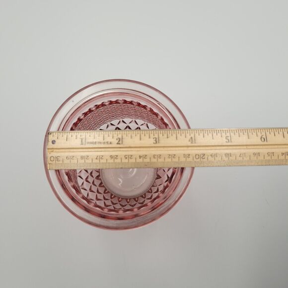 Vintage Pink Glass Diamond Cut Flower Vase 7.75" Country Cottage Traditional - Picture 6 of 9